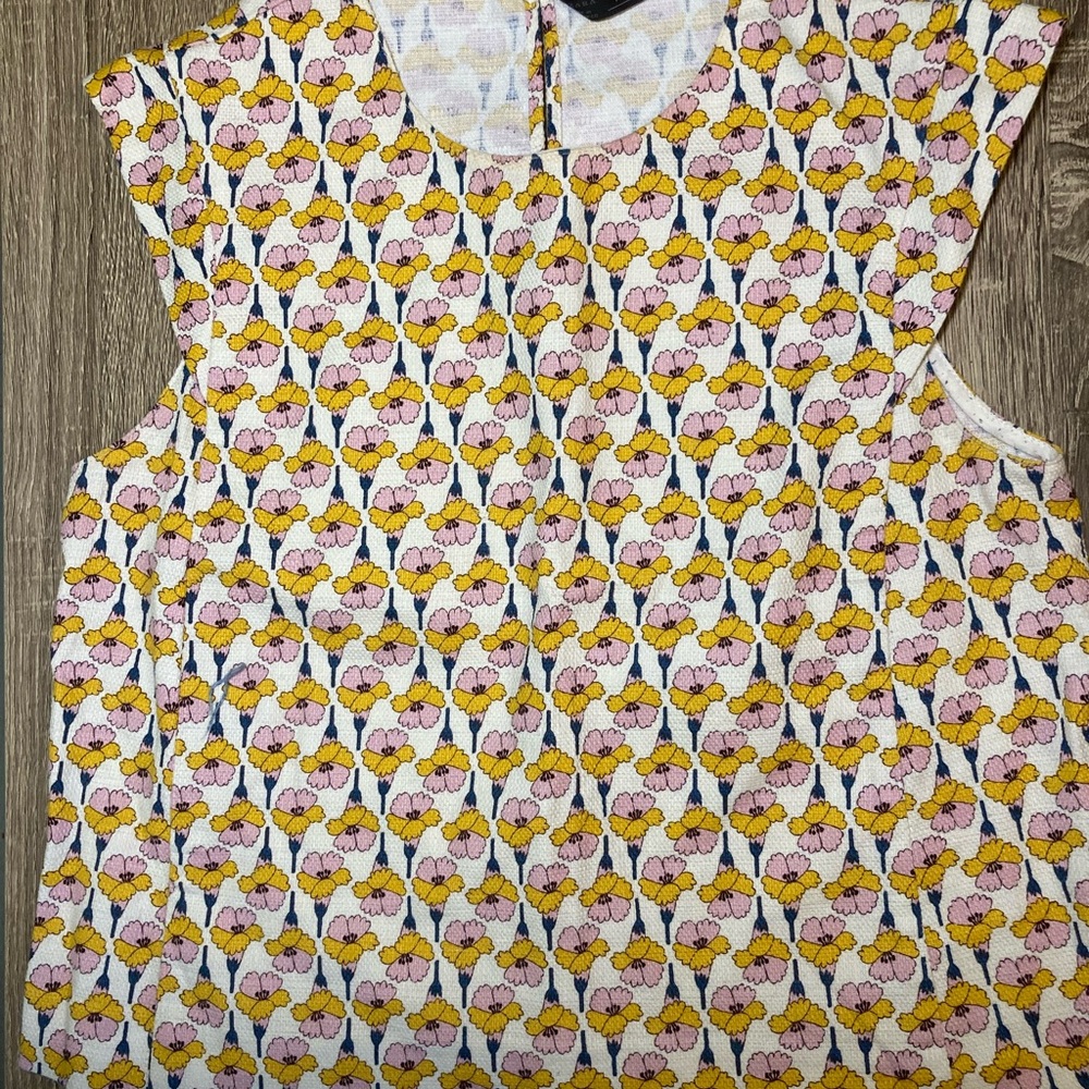 Zara Floral Yellow Pink Sleeveless Top Size S